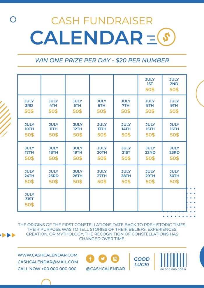 free cheer calendar template