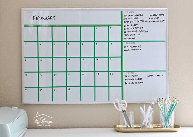 dry erase calendar template