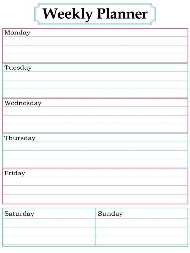 weekly calendar template pages