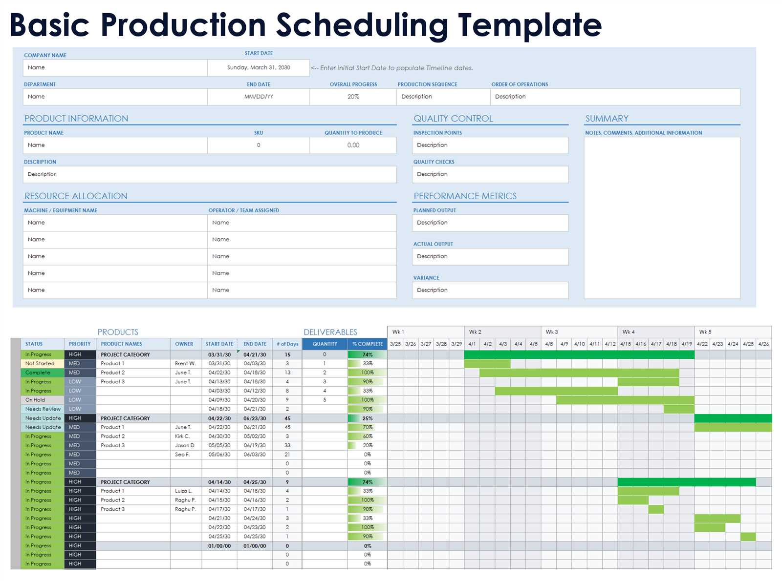 production schedule calendar template