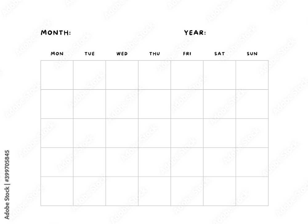 printable undated calendar template