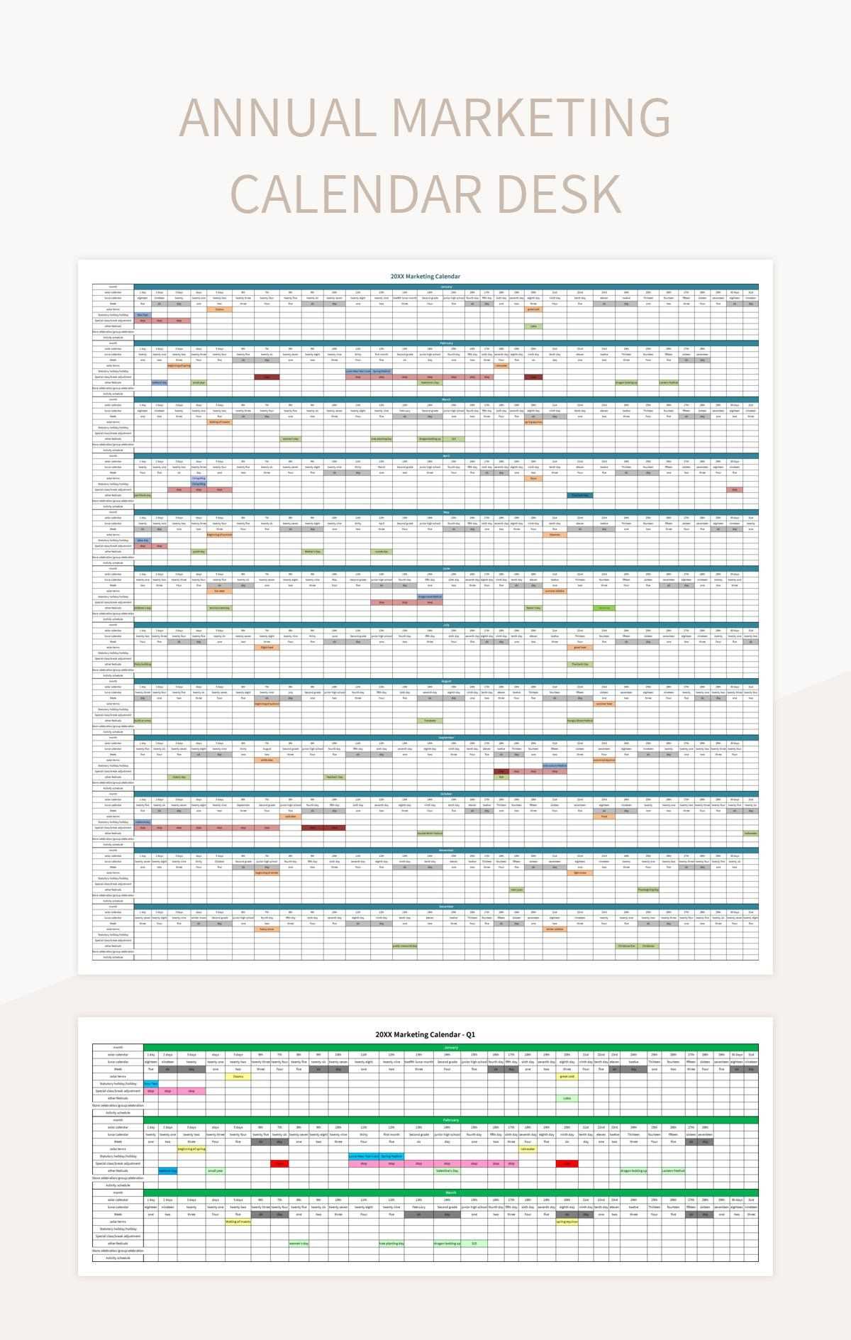 annual hr calendar template