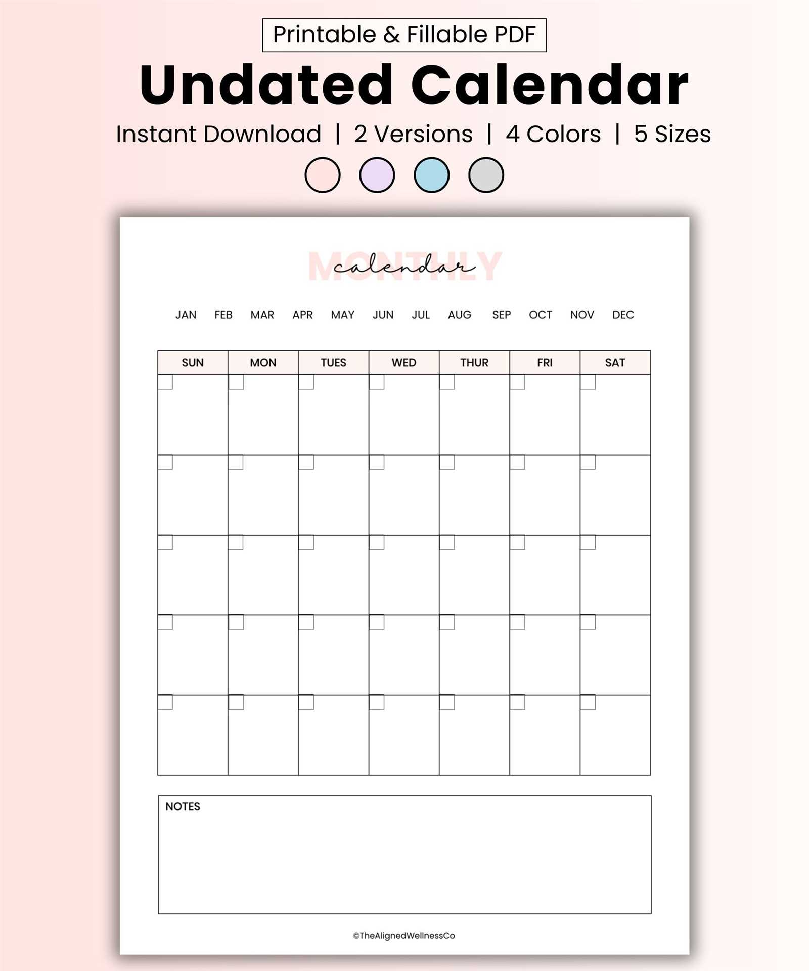 undated calendar template