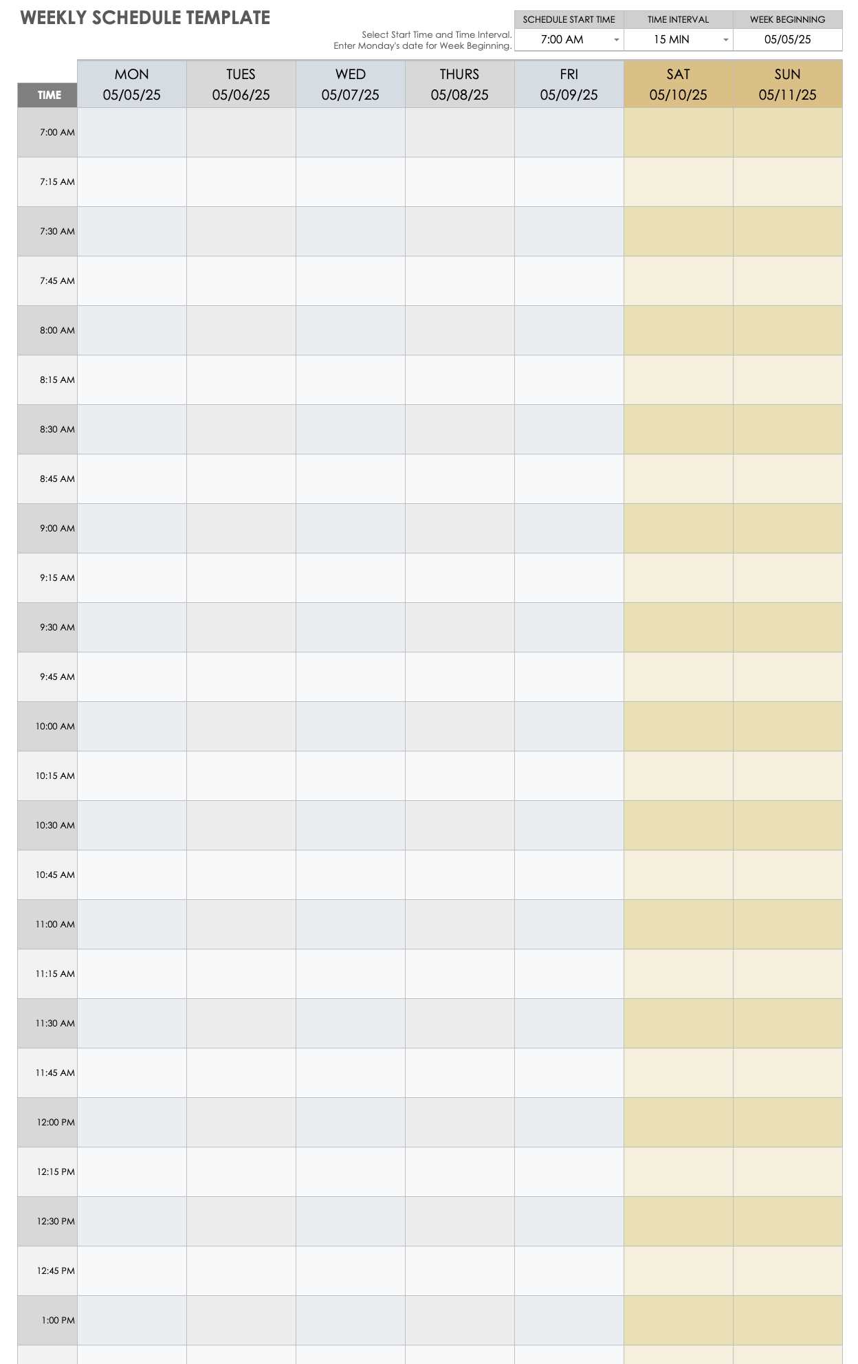 course calendar template