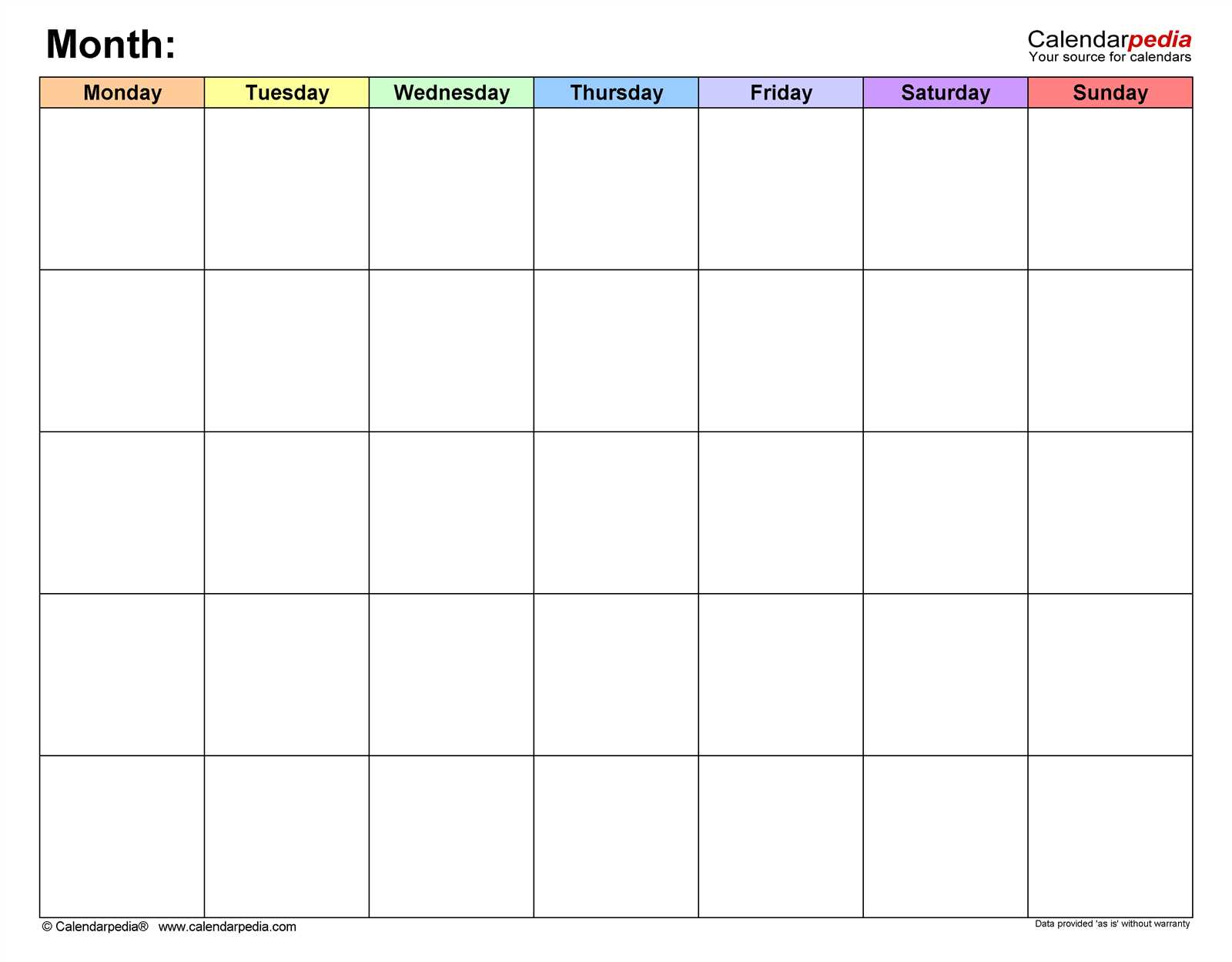 monthly pocket calendar template