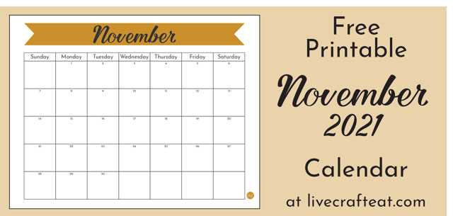 month of november calendar template