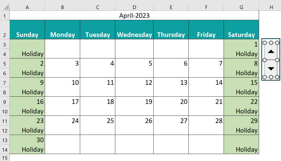 dynamic calendar template