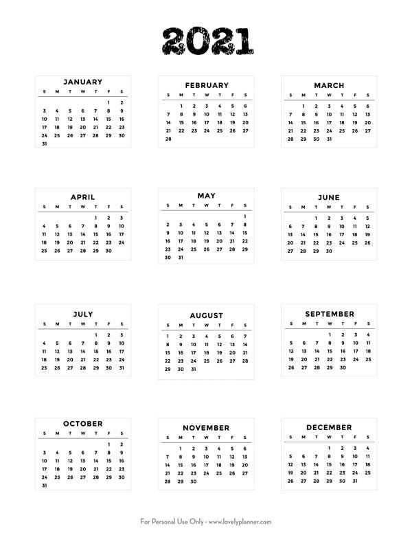 small calendar template