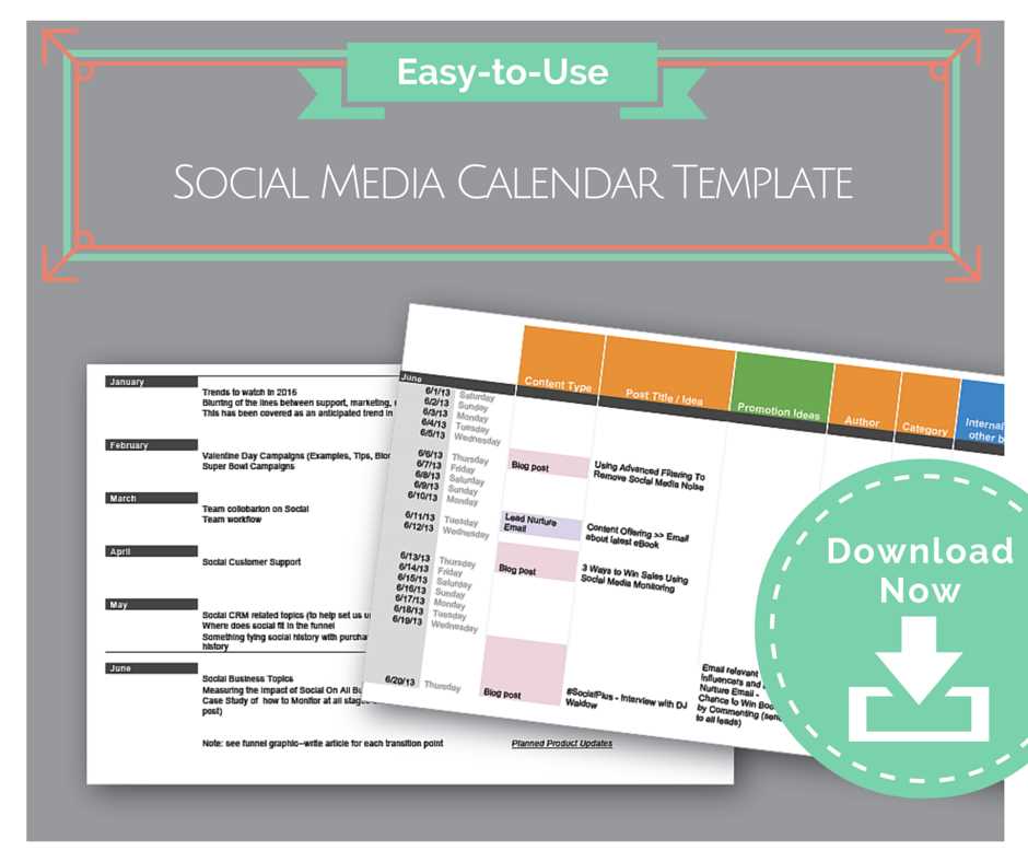 easy social media calendar template