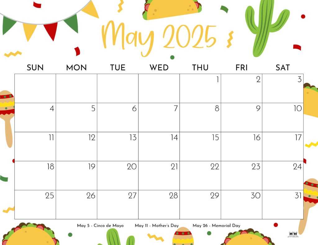 2025 may calendar template