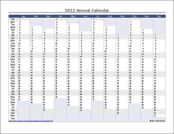 editable annual calendar template