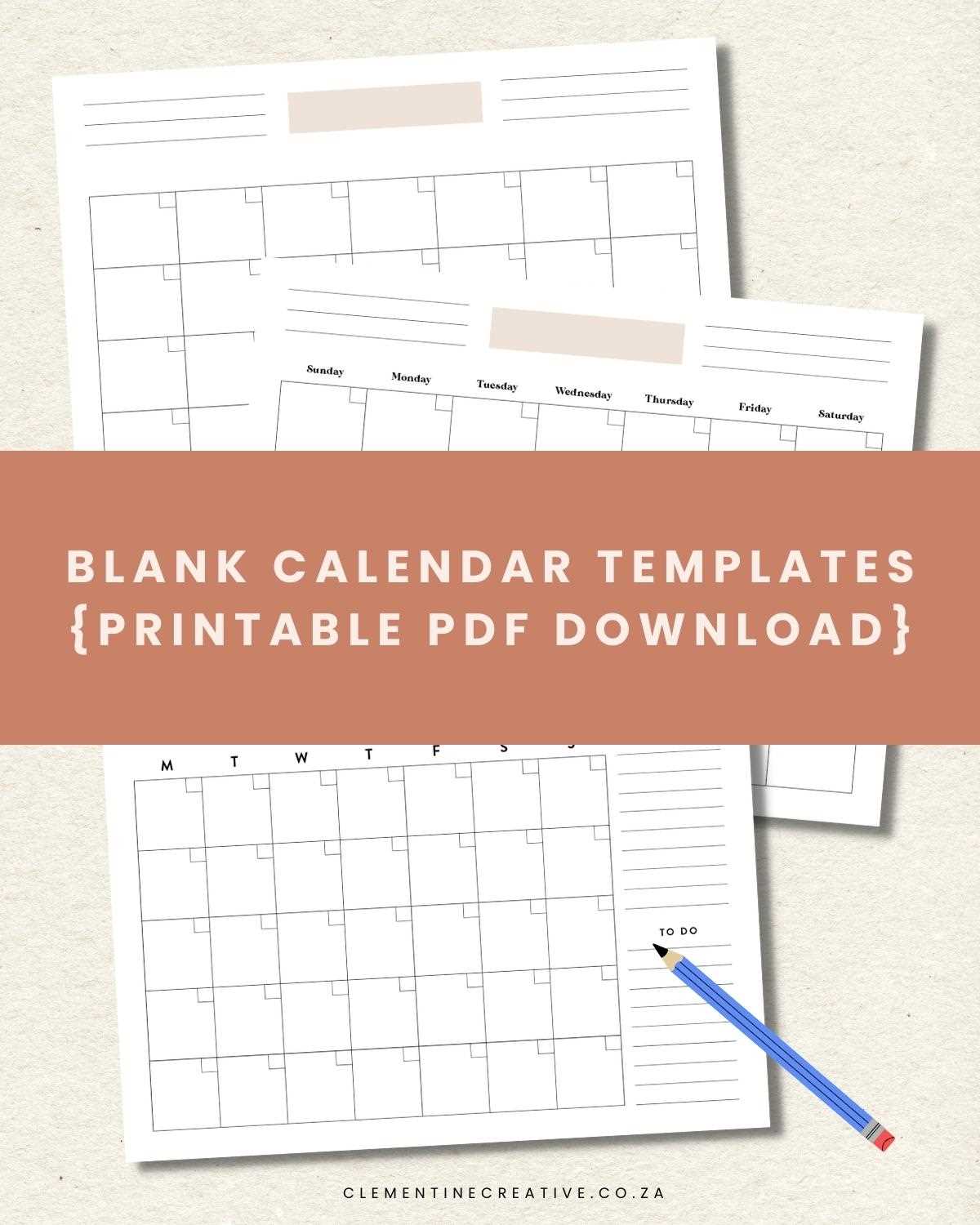 editable blank monthly calendar template