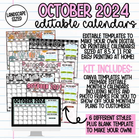 editable calendar template