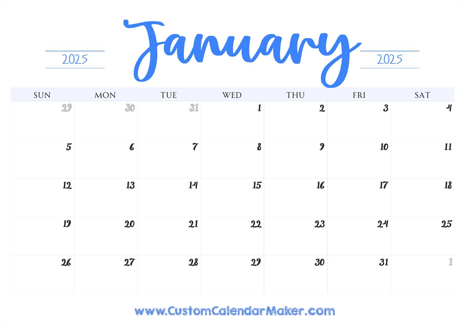 editable calendar template january 2025