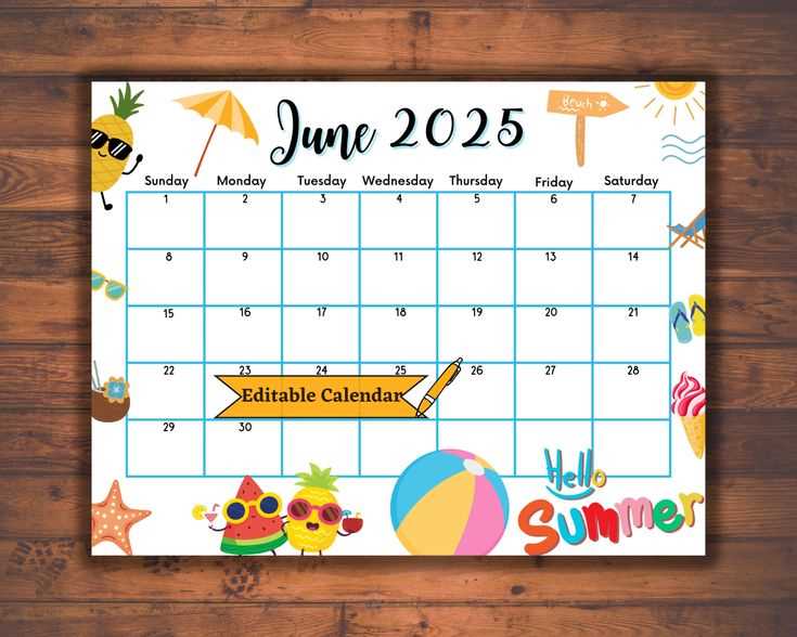 editable june 2025 calendar template