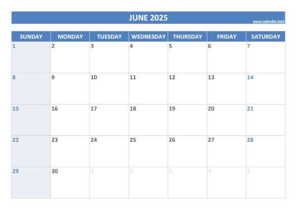 editable june 2025 calendar template