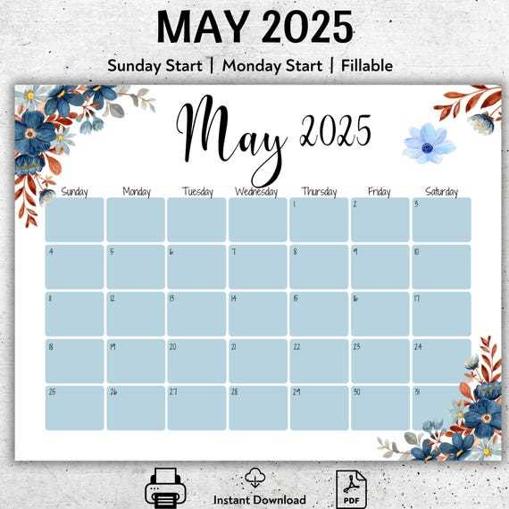 editable may 2025 calendar template