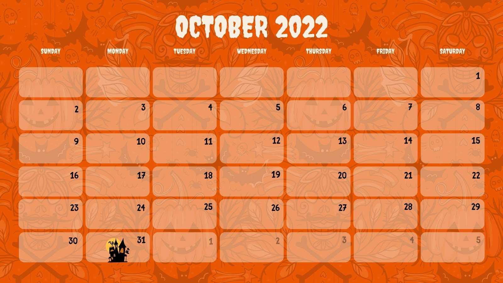 editable october calendar template