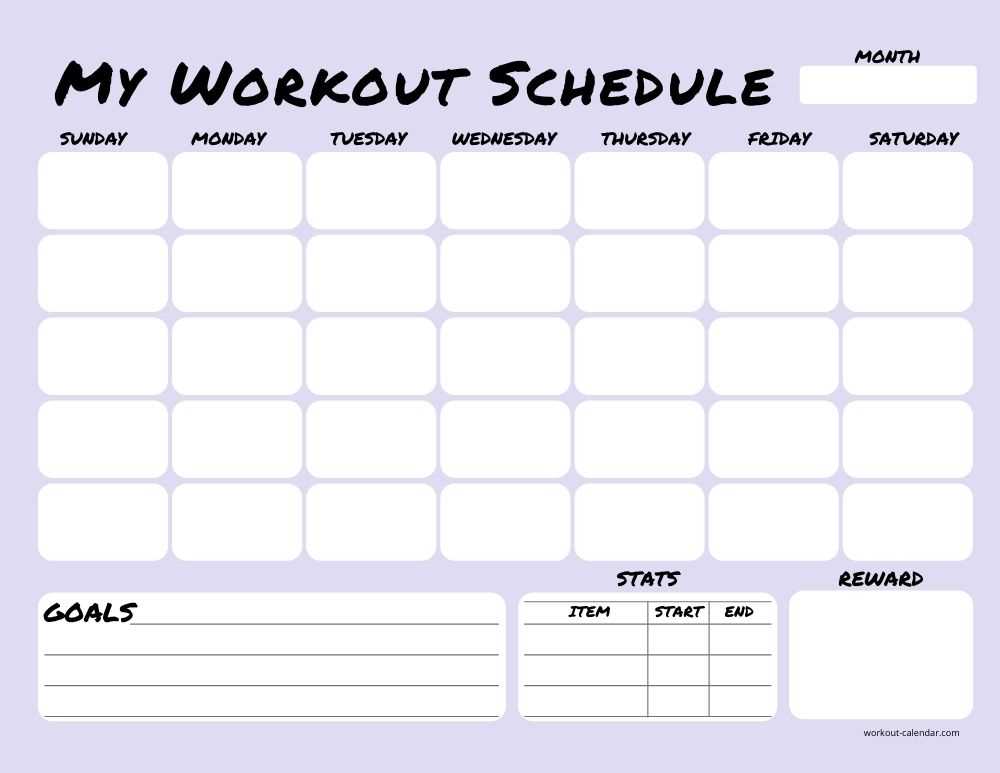 editable workout calendar template