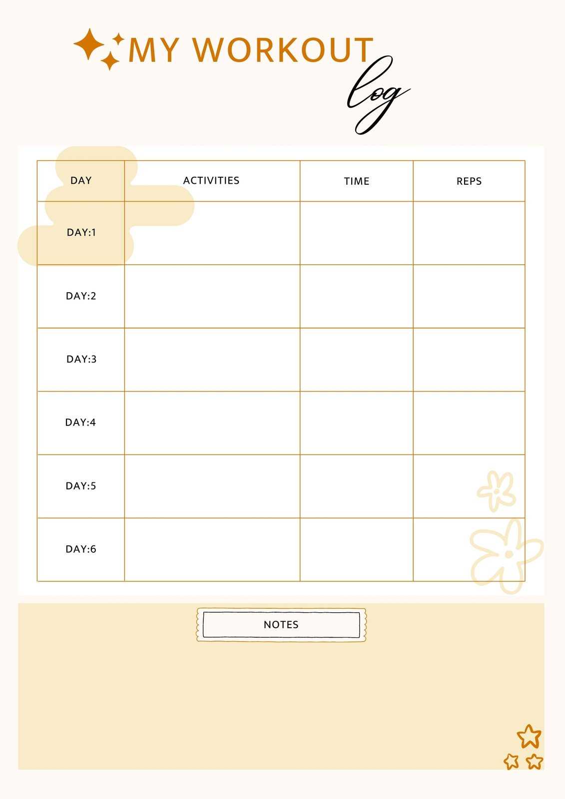 editable workout calendar template