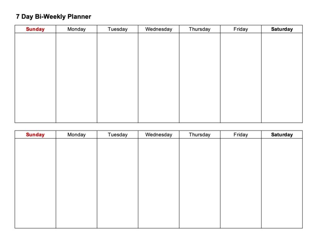 bi weekly calendar template