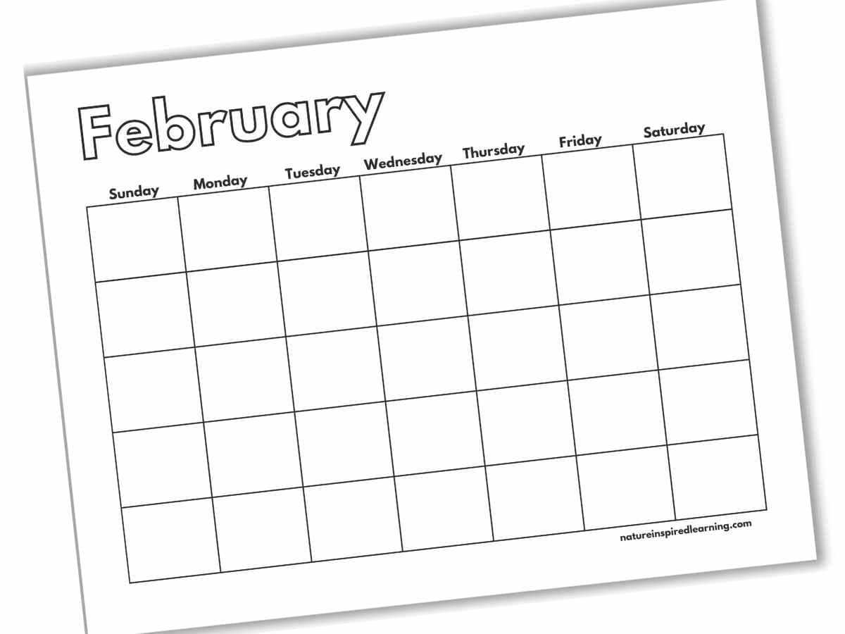 blank february calendar template