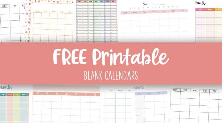 blank monthly calendar template printable