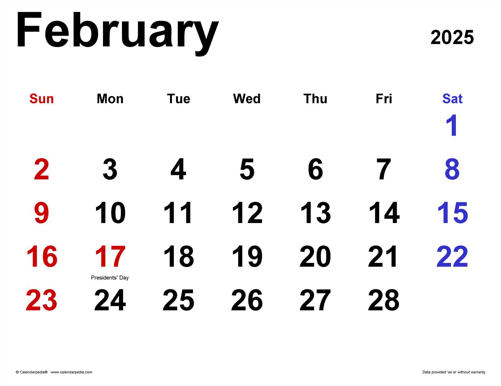 calendar template february 2025 editable