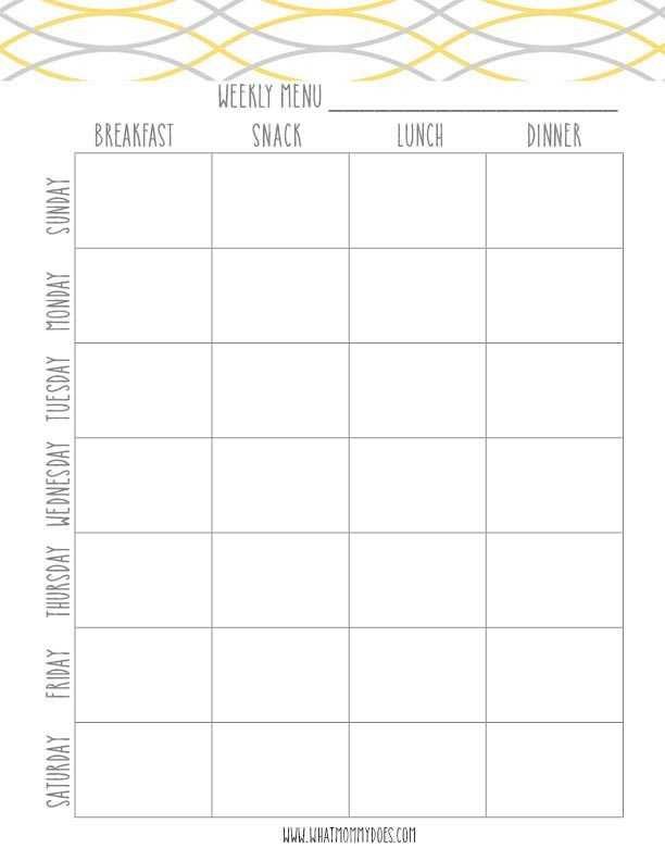 weekly meal planning calendar template