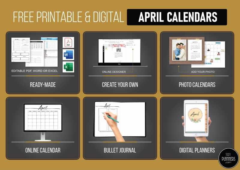 free april calendar template