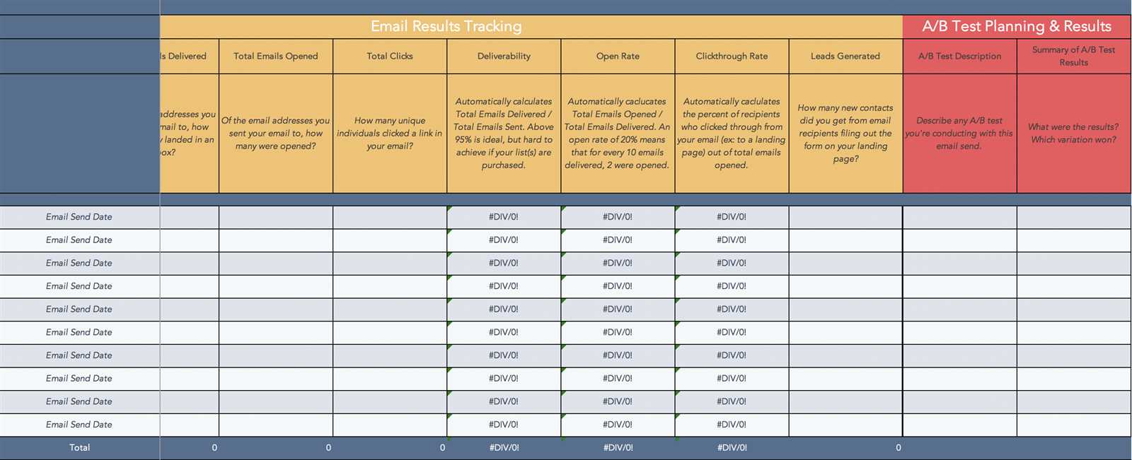 email marketing calendar template