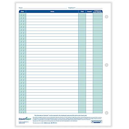 employee attendance calendar 2025 template