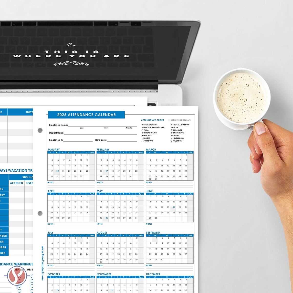 employee attendance calendar template 2025