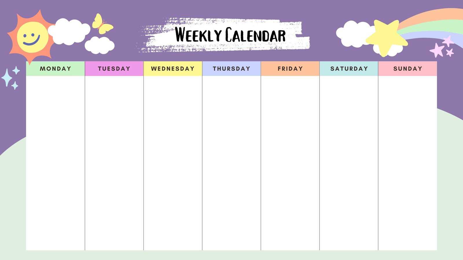 empty weekly calendar template