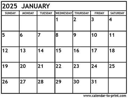 2025 free monthly calendar template