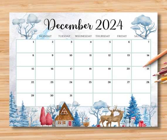 december calendar template editable