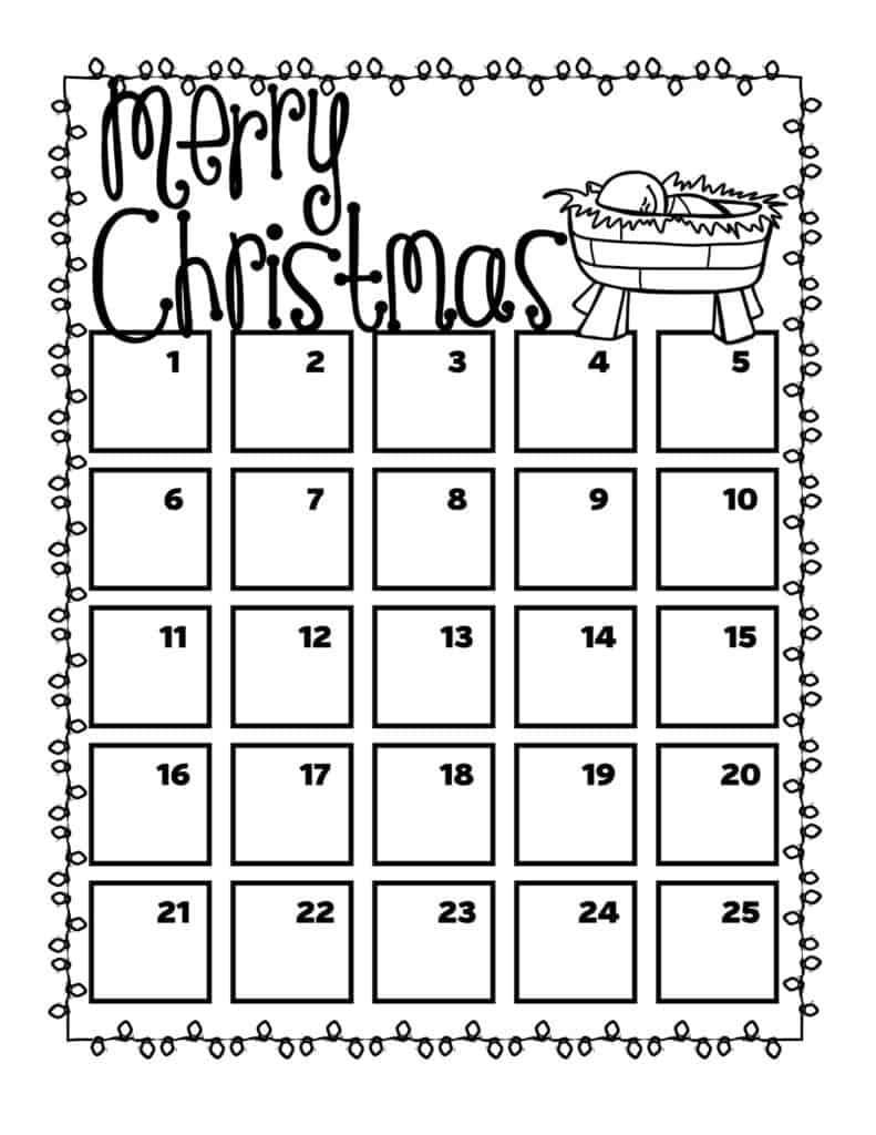 xmas calendar template