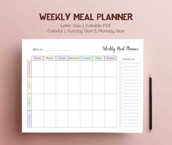 monthly dinner calendar template