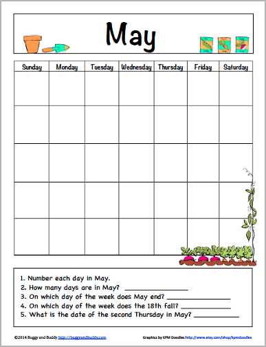 free calendar template for preschool