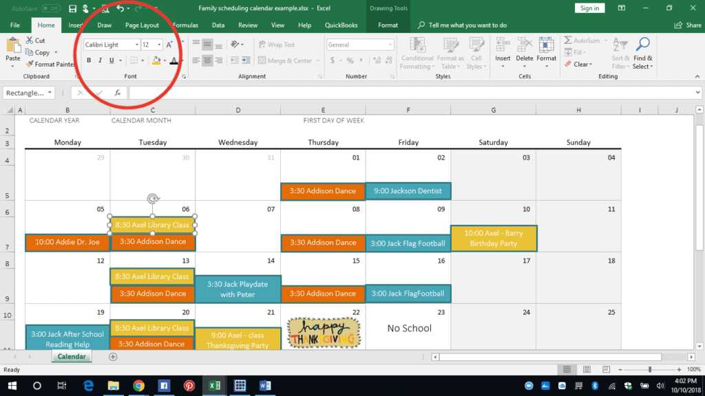 calendar spreadsheet template