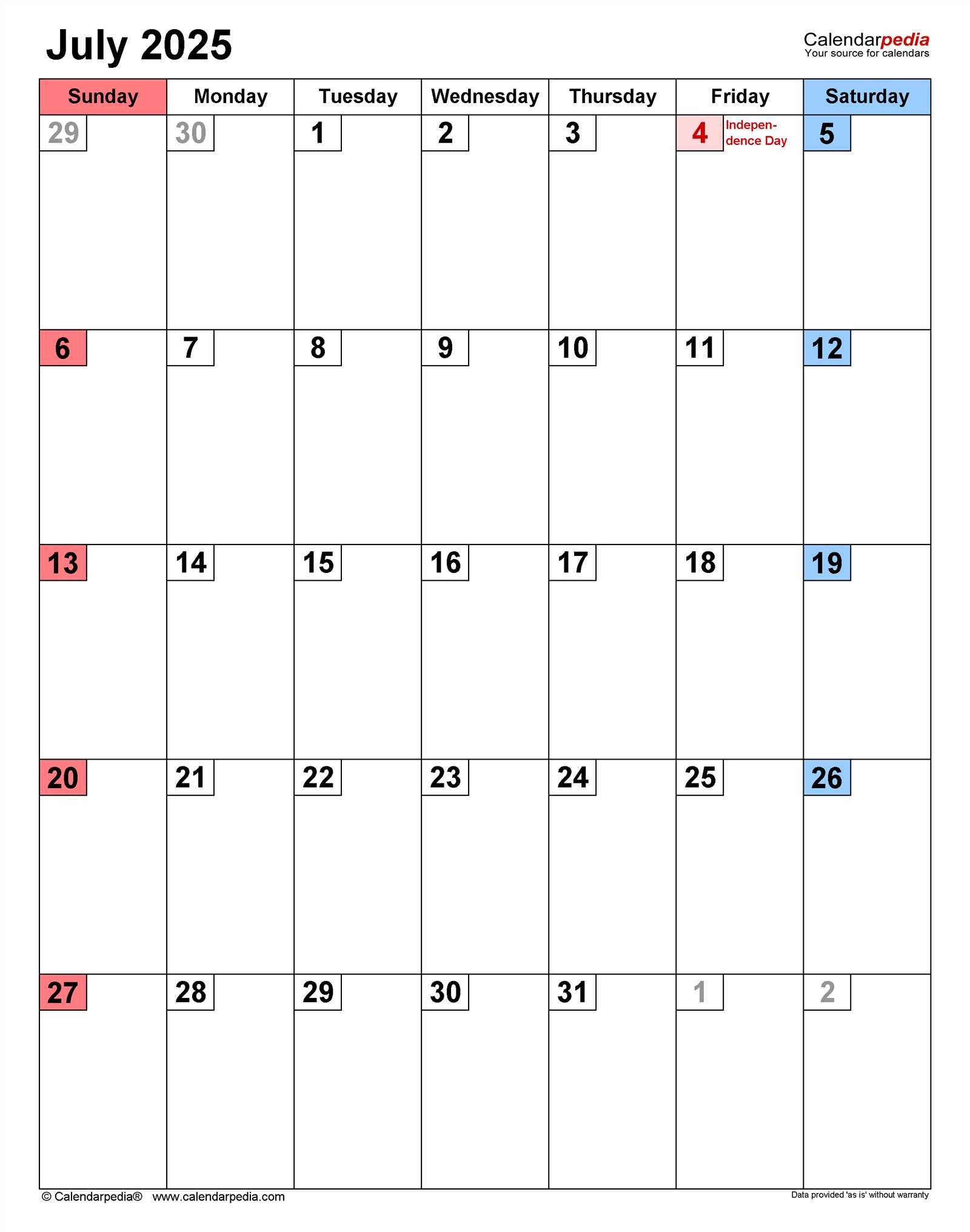 editable july 2025 calendar template