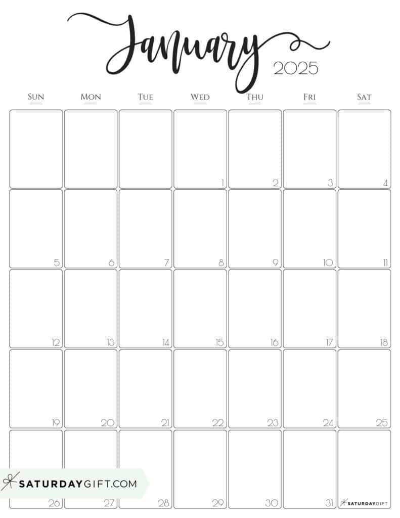 blank calendar template 2025 free