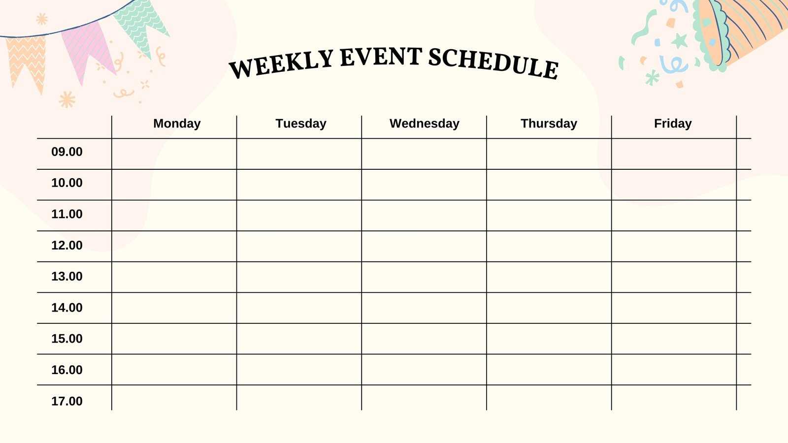 event calendar template