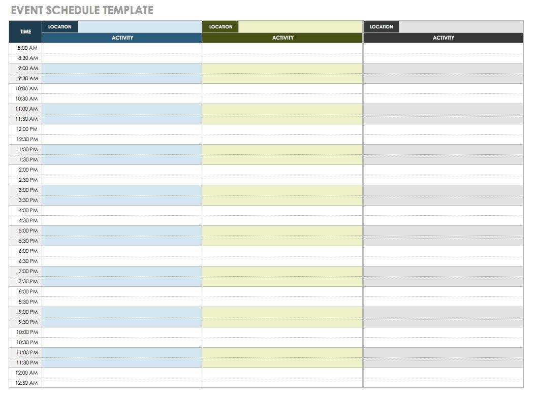 event planning calendar template