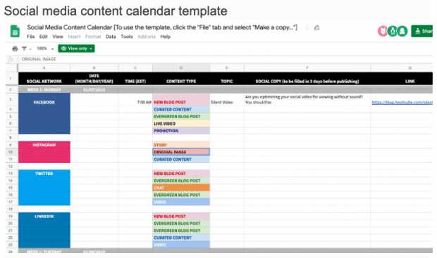 facebook post calendar template