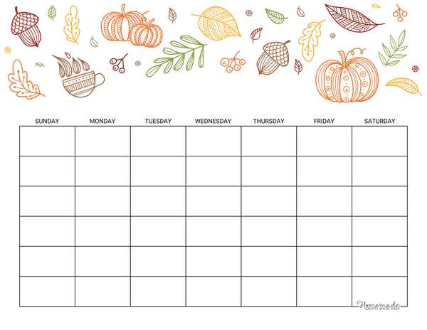 fall calendar template