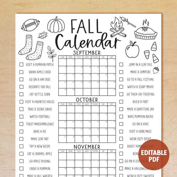 fall calendar template