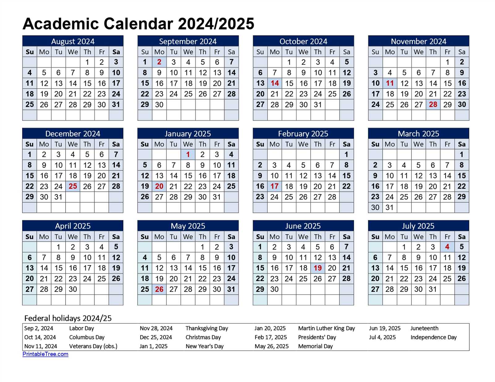 fall semester calendar template