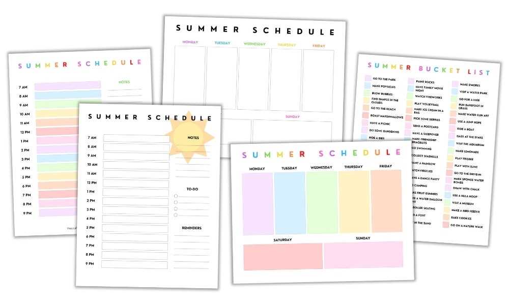 family summer calendar template