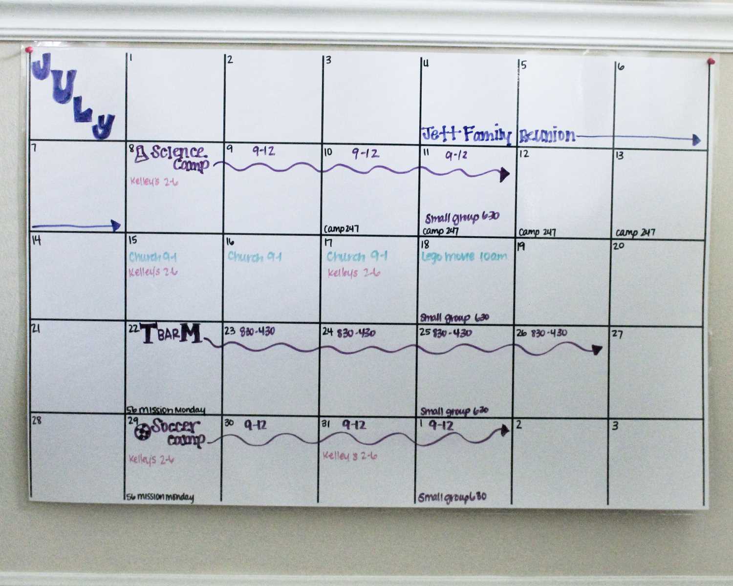 family summer calendar template